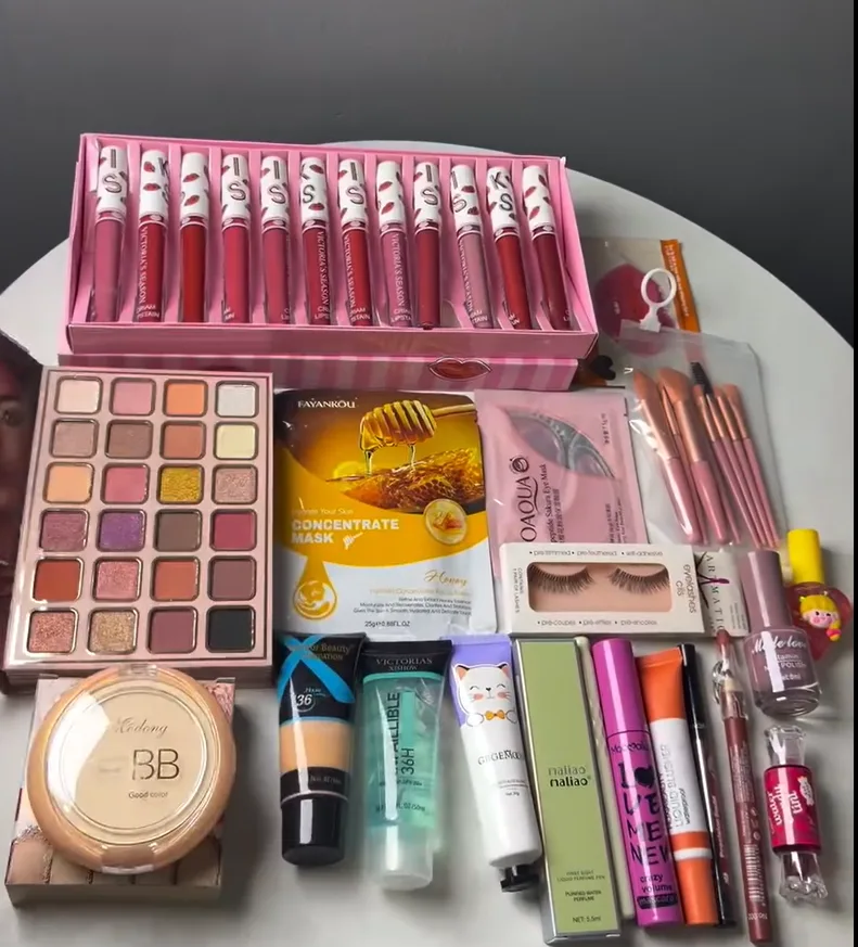 Complete Makeup & Skincare Combo Kit – Eyes, Lips, Face & Beauty Tools 
